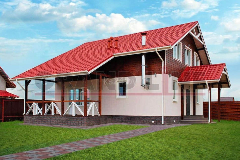Металлочерепица Гранд лайн Grand Line Kredo Satin 0,5 мм GreenCoat Pural BT RR29 красный мат.  0.45