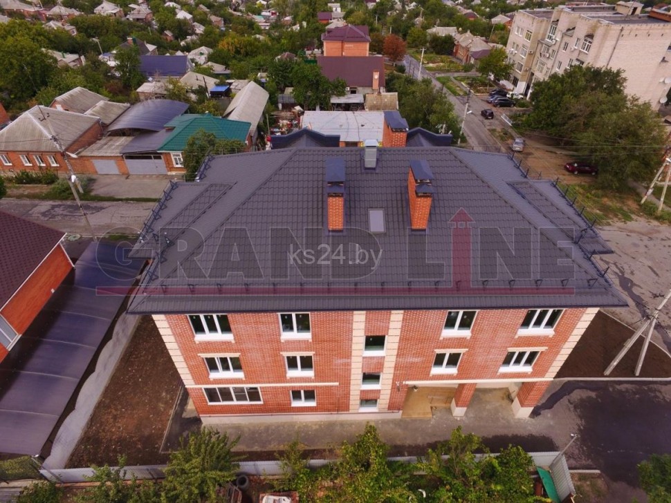Металлочерепица Гранд лайн Grand Line Kredo Satin 0,5 мм GreenCoat Pural BT RR29 красный мат.  0.45