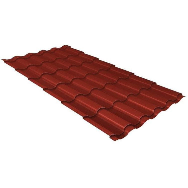 Металлочерепица Гранд лайн Grand Line Credo Satin 0,5 мм GreenCoat Pural BT RR29 красный мат.  0.45