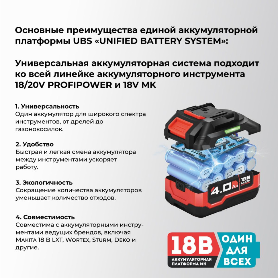 PROFIPOWER  2в1 НАБОР E0220 аккумуляторный бесщеточный Тип-2 УШМ MKDGA-18V и шуруповерт MKBL-18B