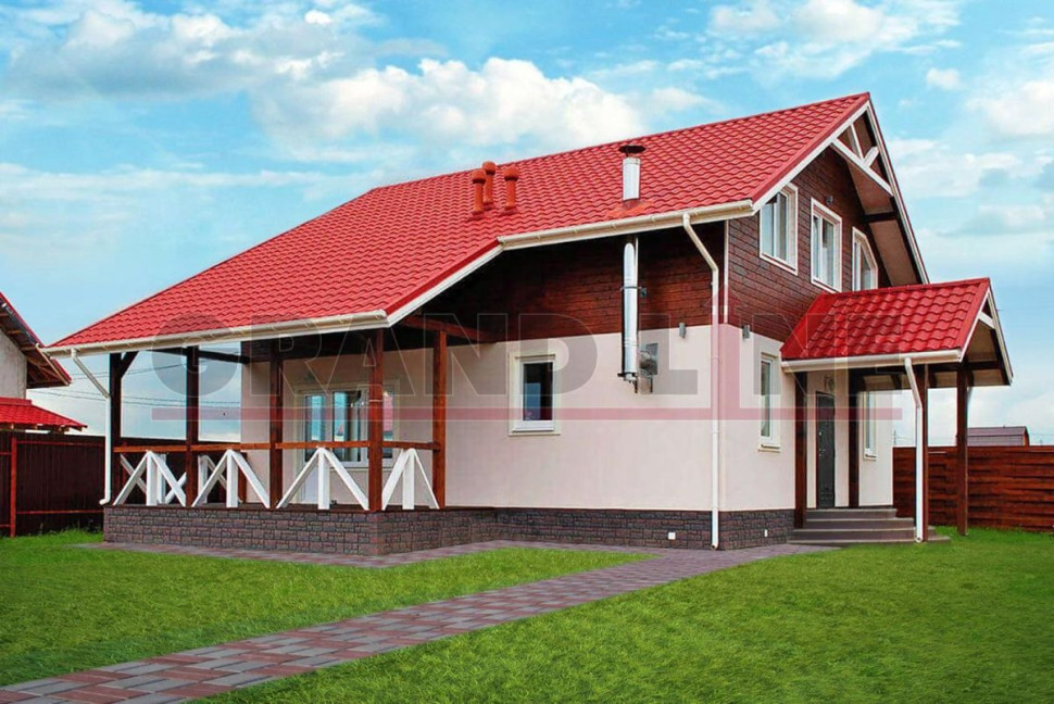 Металлочерепица Гранд лайн Grand Line Kredo Satin 0,5 мм GreenCoat Pural BT RR29 красный мат 0.5