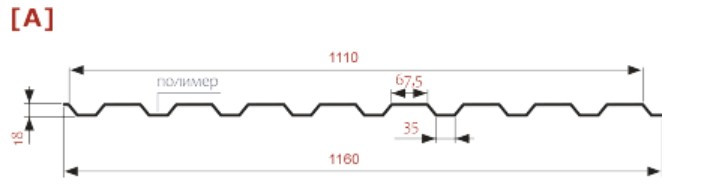 ПРОФНАСТИЛ П-20 A,R КРОВЕЛЬНЫЙ  0.45 глянец